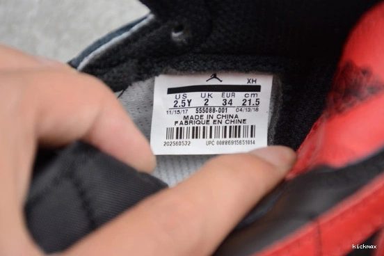 Rep Jordan Bred 001  Kid 555088 001  1 Kids OG Retro Black Air High Banned Red 555088 0401